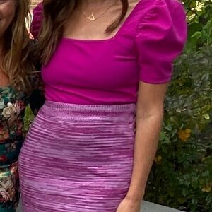 Puff sleeve crop top - hot pink